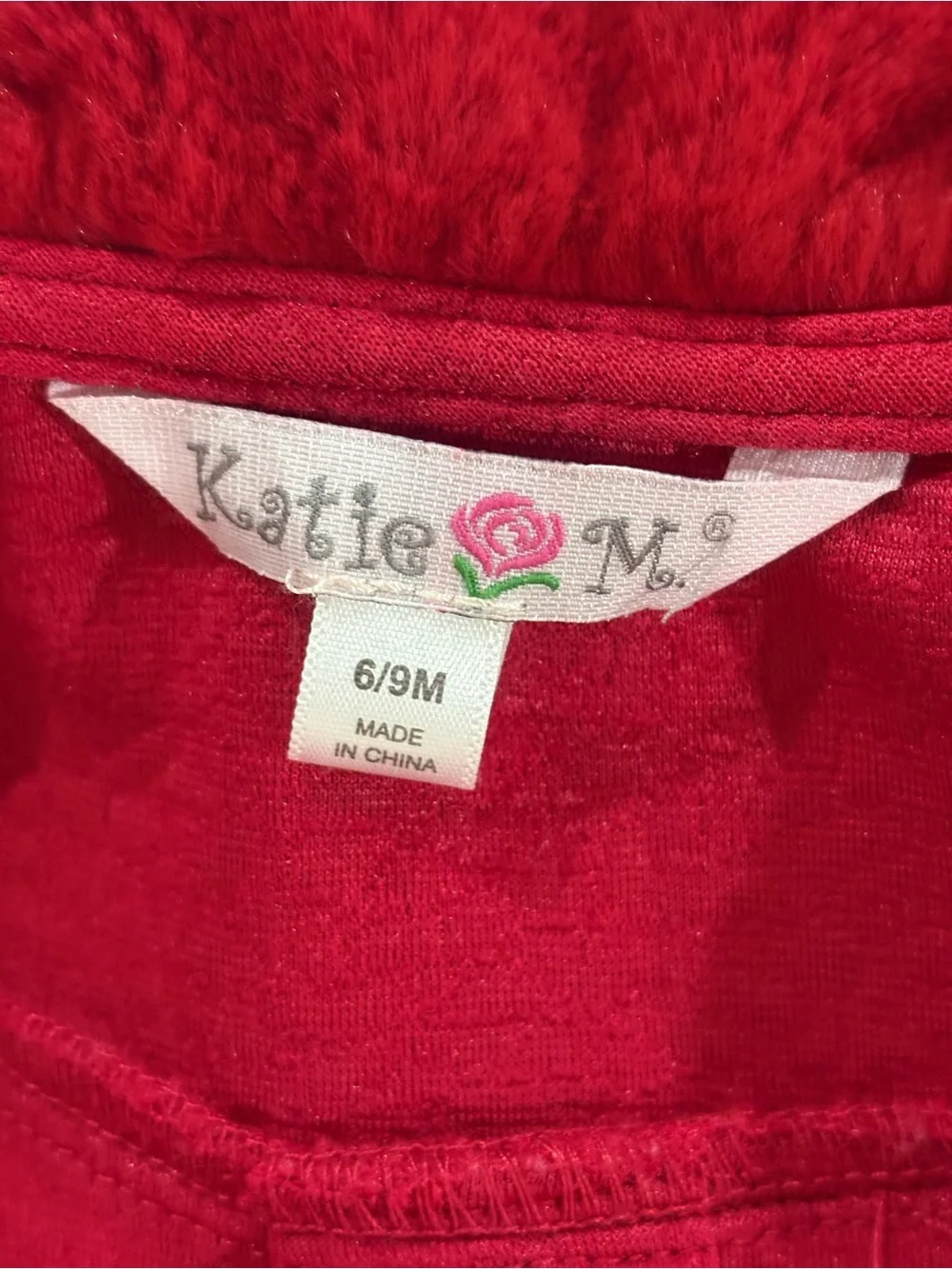 Katie M. 6-9M Holiday Dress & Red Faux Fur Coat Christmas Outfit Set